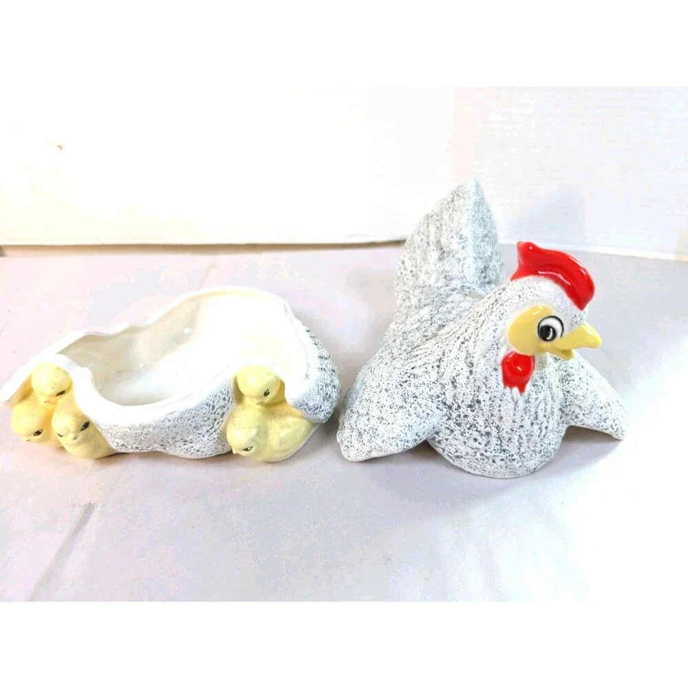 Rare Grey Speckled Vintage Arnel's Mother Hen & Chicks 1930s Chicken Farmhouse